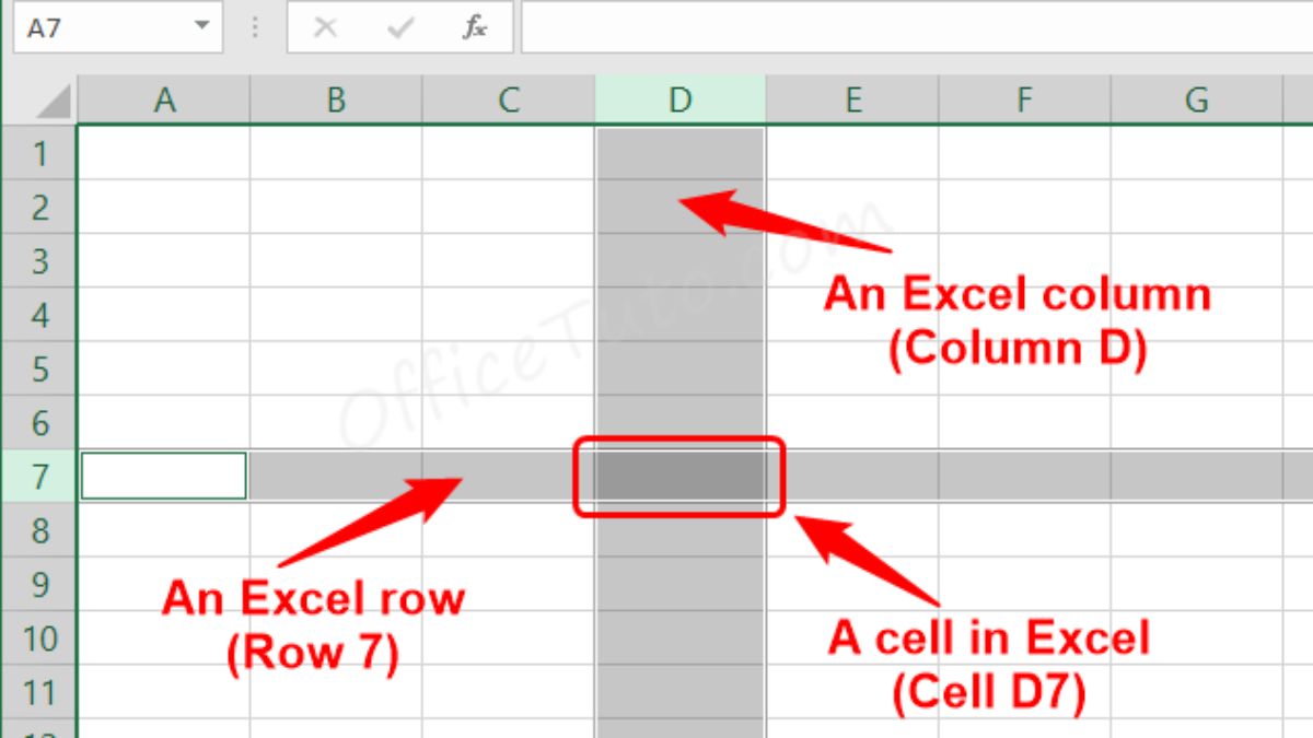 row and column in excel